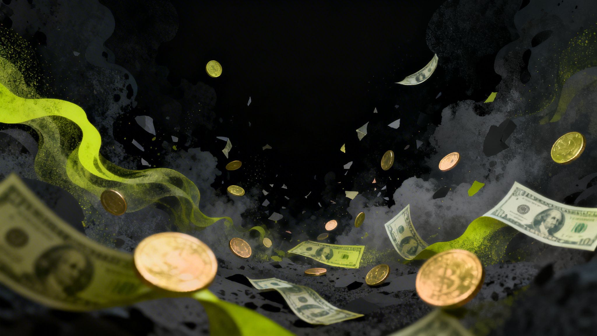 Money dissolving abstract